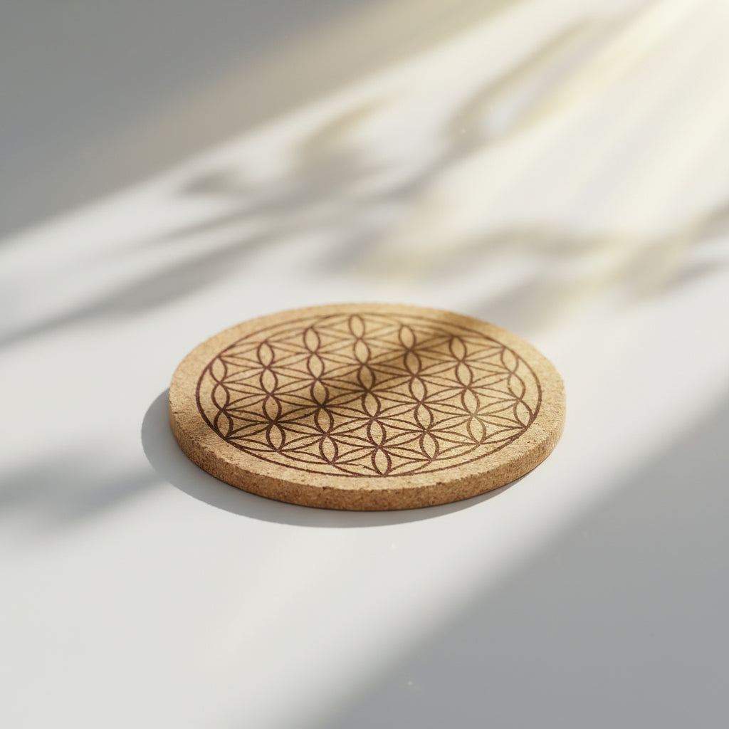 Cork disc with flower of life
