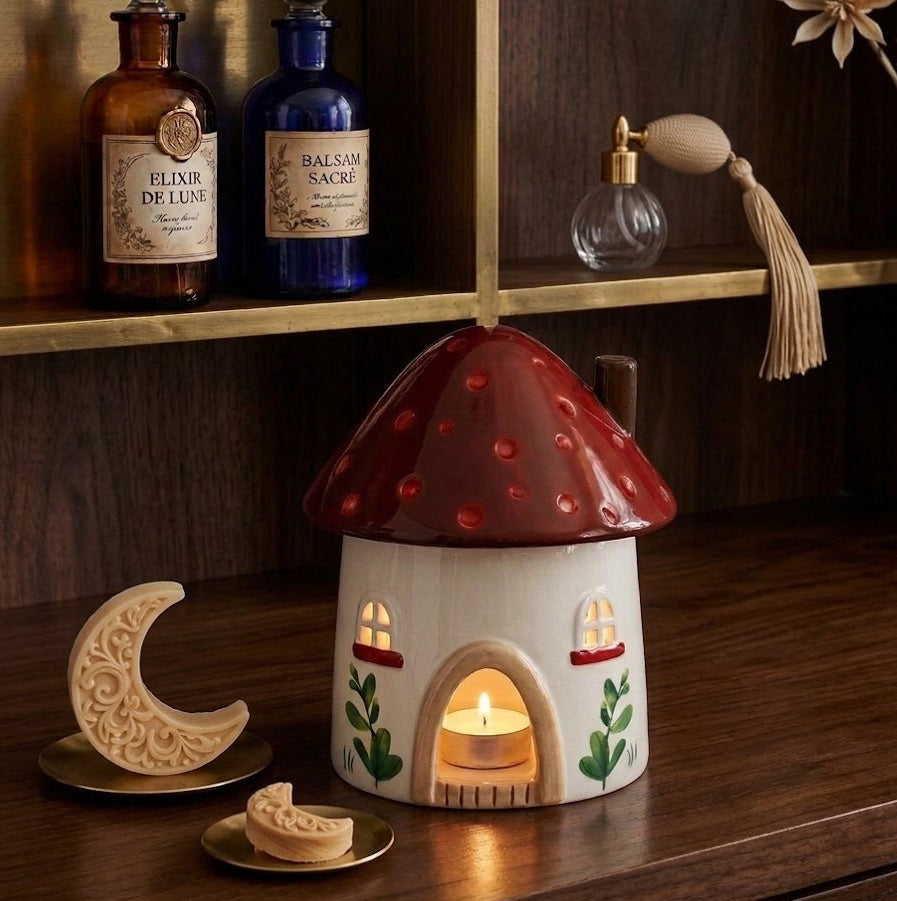 Brûle parfum en forme de maison champignon