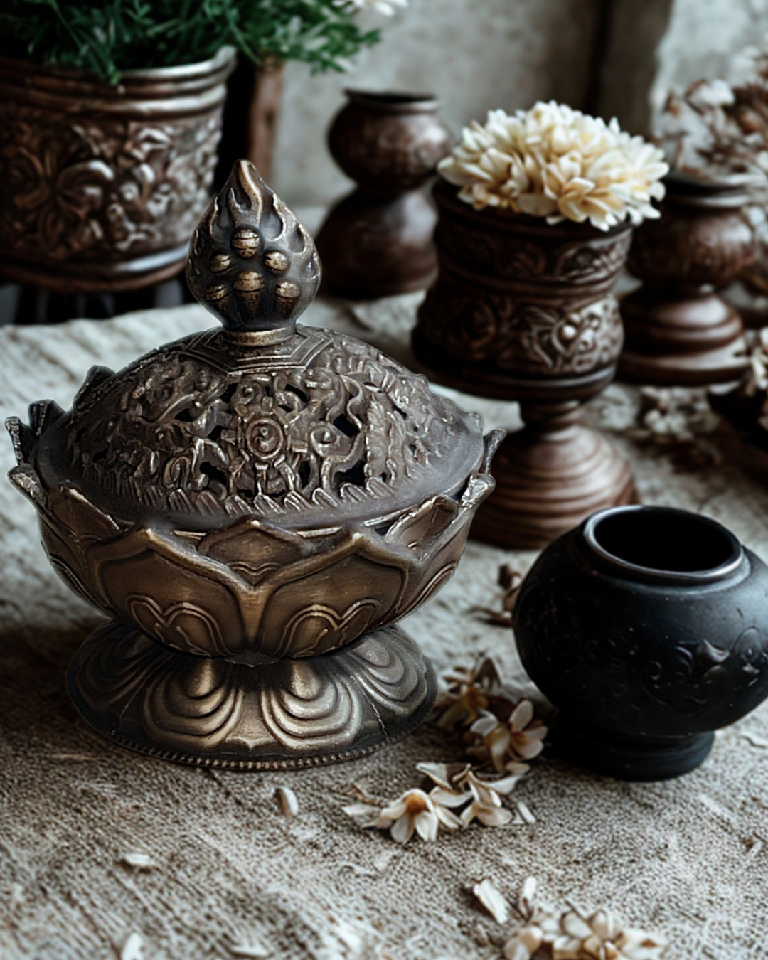Encensoir Lotus Sacré Bronze